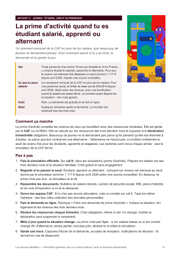 Aperçu de la fiche 11 du guide